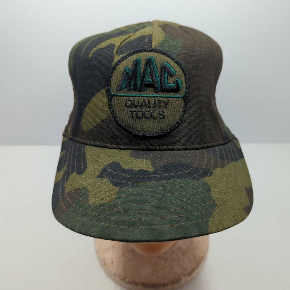MAC TOOLS Patch Snapback Trucker Baseball Hat Green Camo Made in USA Vintage